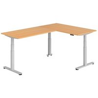 HAMMERBACHER XDSMW1616 elektrisch höhenverstellbarer Schreibtisch buche rechteckig, T-Fuß-Gestell silber 160,0 x 240,0 cm von HAMMERBACHER