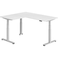 HAMMERBACHER XDSMW1908 elektrisch höhenverstellbarer Schreibtisch weiß rechteckig, T-Fuß-Gestell silber 180,0 x 160,0 cm von HAMMERBACHER