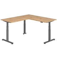 HAMMERBACHER XDSMW1912 elektrisch höhenverstellbarer Schreibtisch asteiche rechteckig, T-Fuß-Gestell grau 180,0 x 200,0 cm von HAMMERBACHER