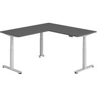 HAMMERBACHER XDSMW1912 elektrisch höhenverstellbarer Schreibtisch grafit rechteckig, T-Fuß-Gestell silber 180,0 x 200,0 cm von HAMMERBACHER