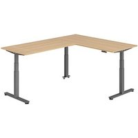 HAMMERBACHER XDSMW1916 elektrisch höhenverstellbarer Schreibtisch eiche rechteckig, T-Fuß-Gestell grau 180,0 x 240,0 cm von HAMMERBACHER