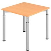 HAMMERBACHER YS08 höhenverstellbarer Schreibtisch buche quadratisch, 4-Fuß-Gestell silber 80,0 x 80,0 cm von HAMMERBACHER