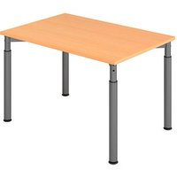 HAMMERBACHER YS12 höhenverstellbarer Schreibtisch buche rechteckig, 4-Fuß-Gestell grau 120,0 x 80,0 cm von HAMMERBACHER