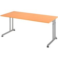 HAMMERBACHER ZS19 höhenverstellbarer Schreibtisch buche rechteckig, C-Fuß-Gestell silber 180,0 x 80,0 cm von HAMMERBACHER