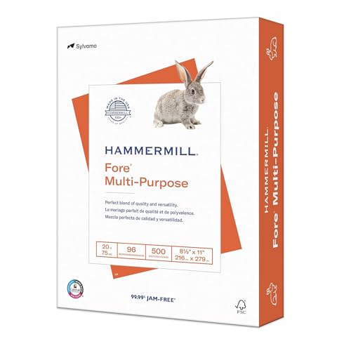 Hammermill Druckerpapier, Fore Mehrzweck-Kopierpapier, 9 kg, 8,5 x 11 – 1 Ries (500 Blatt) – 96 hell, hergestellt in den USA von HAMMERMILL