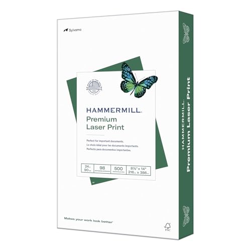 Hammermill Druckerpapier, Premium Laserdruck 25 Pfund, 8,5 x 14-1 Ries (500 Blatt) - 98 hell, hergestellt in den USA, 104612 von HAMMERMILL