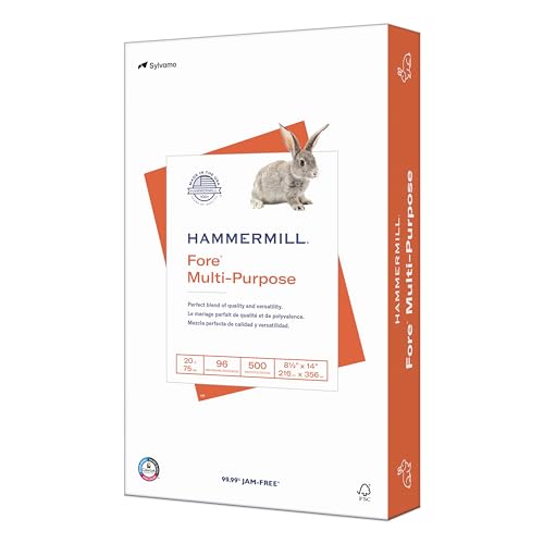 Hammermill Fore 103291 Druckerpapier, 20 Pfund Kopierpapier, 8,5 x 14 – 1 Ries (500 Blatt) – 96 hell, hergestellt in den USA, 103291 von HAMMERMILL