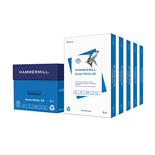 Hammermill Papier, Great White 30%, recyceltes Druckerpapier, 21,6 x 28 cm, Briefgröße 11 x 17 5 Ream weiß von HAMMERMILL