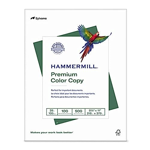 Hammermill Premium Color Copy 102467R 12,7 kg Papier, 8,5 x 11, 1 Ries, 500 Blatt, hergestellt in den USA, nachhaltig bezogen von American Family Tree Farms, 100 helles, säurefreies, hochwertiges Farbkopierpapier von HAMMERMILL