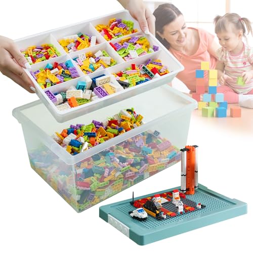 HAMON Aufbewahrungsboxen mit Deckel für Lego Bausteine,Transparente Sortierbox für Lego,Plastik Stapelbar Box mit Griff,Clear Storage box für Handwerk,Accessoire,Kinderspielzeug(grün) von HAMON