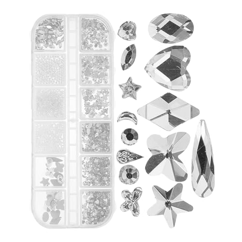 HAMPPLIES 1 Schachtel Bunte Nagelsteine Fach Box Flatback Strasssteine für Frauen Maniküre DIY Nagelkunst Charms Zubehör für Natürliche und Künstliche Nägel Geeignet von HAMPPLIES