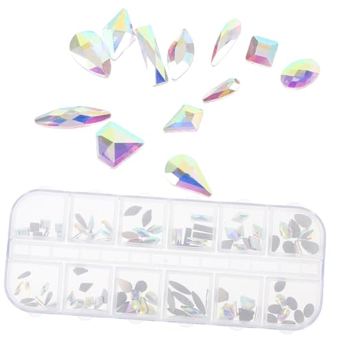 HAMPPLIES 1 Schachtel DIY Nagelschmuck Fächer mit Flachen Funkelnden Strasssteinen für Nail Art Selbstklebende Schmucksteine für Nägel Basteln und Dekoration Vielseitig für Hochzeit und DIY von HAMPPLIES