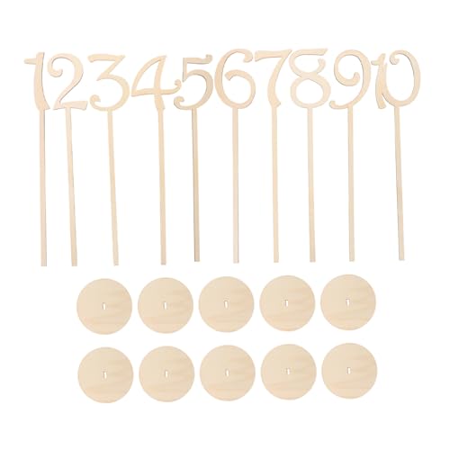 HAMPPLIES 10 Stück Holz Tischnummern mit Halterbasis für Hochzeiten oder Wohnkultur Natürliche Holzfarbe für Tischdekoration und Sitzordnung von HAMPPLIES