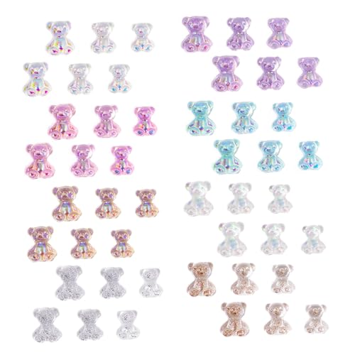 HAMPPLIES 100 Stück Teiliges Nail Art Charms Bunte Resin Nagelverzierung Kleine Bären Nail Ornaments für Maniküre Damen und Frauen DIY Nageldesign Zubehör von HAMPPLIES