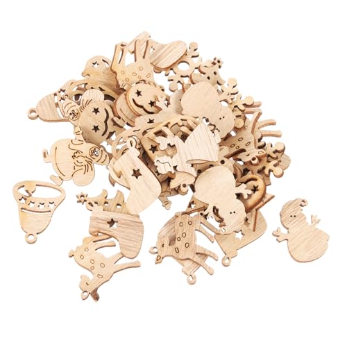 HAMPPLIES 100 Stück Teiliges Unvollendete Holzanhänger mit Graffiti Holzchips für DIY Weihnachtsdeko Vielseitige Holzstücke zum Basteln von Baumschmuck Wand und Tischdekoration Stabile Xmas von HAMPPLIES