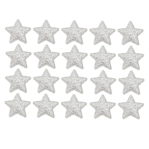 HAMPPLIES 100 Stück Weihnachtsstern Stoffaufnäher Silber Dicke Stern Applikationen zum Aufnähen DIY Stoffsterne für Weihnachtsdeko und Kleidung Kreative Kleidung Accessoires von HAMPPLIES