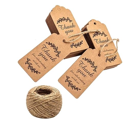 HAMPPLIES 100Stücke Wellenförmige Kraftpapier Tags für Robuste Etiketten für Hochzeiten Babypartys und DIY Projekte von HAMPPLIES