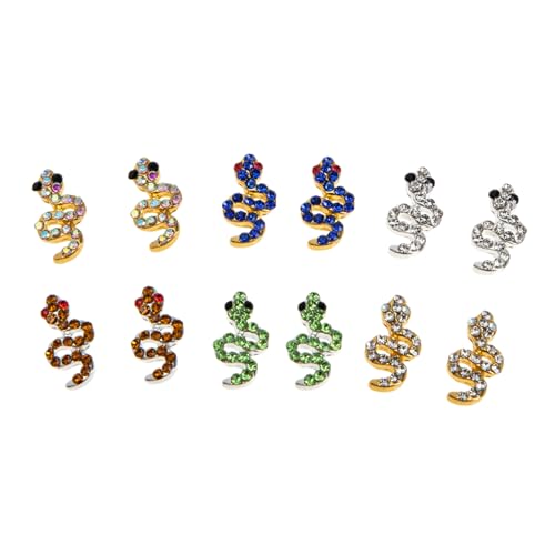 HAMPPLIES 12 Stück Teiliges Schlangen Nageldekor mit Funkelnden Strasssteinen Metall Nail Art Schmuck für DIY Nageldesign Edle Nagelsteine Einfache Anwendung Geeignet für Natürliche und von HAMPPLIES