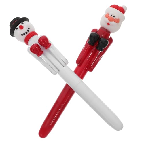 HAMPPLIES 2 Stück Weihnachtliche Kugelschreiber mit Santa Claus und Schneemann Kreative Boxing Stifte Glattes Schreiben als Weihnachtspräsent für Schüler Bürobedarf und Partygeschenke von HAMPPLIES