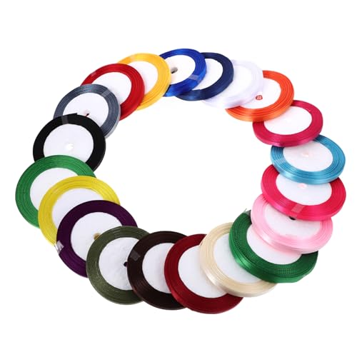 HAMPPLIES 20 Rollen DIY Geschenkband Farbige Satinbänder Yards für Festivals und Bastelprojekte Vielseitig Einsetzbar Zuschneidbar für Tischdeko und Blumenschmuck von HAMPPLIES