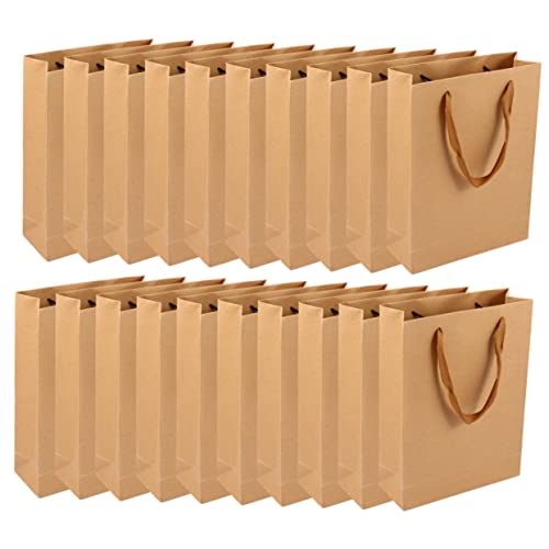 HAMPPLIES 20Stücke Kraftpapier Tragetaschen Wiederverwendbare Papiertüten für Einkäufe und Veranstaltungen Langlebig und für Cafés von HAMPPLIES