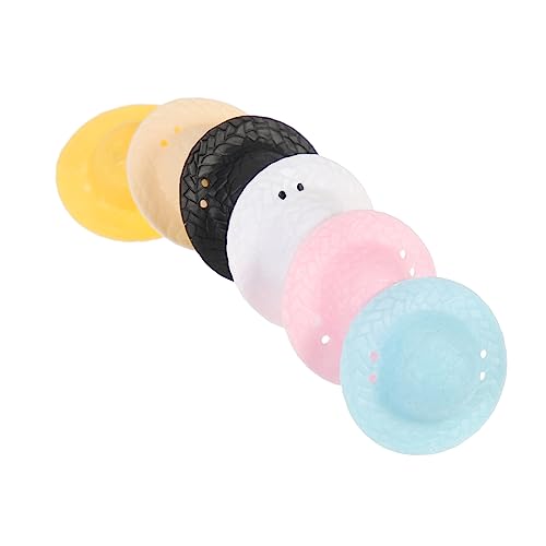HAMPPLIES 24 Stück DIY -Puppenzubehör Miniatur-Puppenhüte Puppenbastelhüte winzige Hüte kleine Strohhüte kleine Hüte für Puppen Party Babypuppenmütze Kleine Hüte basteln Hutminiatur Plastik von HAMPPLIES