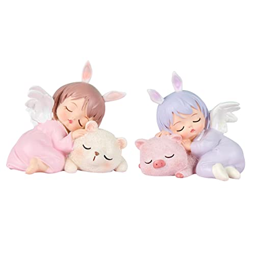 HAMPPLIES 2stücke Engel Kuchendekoration Kreative Dessert Topper Für Kinderzimmer Wohnaccessoires Aus Harz Niedliches Design Für Kuchen Festliche Anlässe von HAMPPLIES