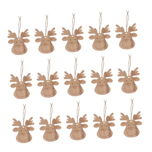 HAMPPLIES 30 Stück Teiliges Unbemalte Holzanhänger Rentierkopf Bastelset mit Juteband Natürliche Weihnachtsschmuck DIY Holzscheiben für Weihnachtsbaum Dekoration und Partygestaltung von HAMPPLIES
