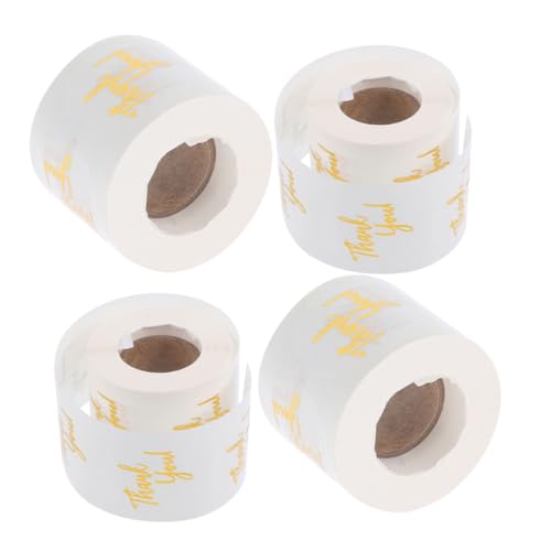HAMPPLIES 4 Rollen Aufkleber für Dankeschön Transparente Runde Aufkleber mit Goldener für Hochzeiten und Kleine Unternehmen Selbstklebende Etiketten für Versand und Verpackung von HAMPPLIES