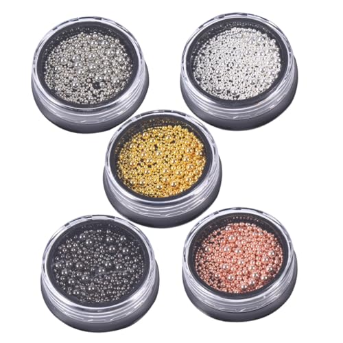 HAMPPLIES 5 Sätze Teiliges Nail Metal Beads für Nageldesign DIY Langlebige Metallperlen Vielseitig für Natürliche und Künstliche Nägel Geeignet für Nagelstudio und Kreative Nail Art von HAMPPLIES