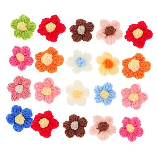 HAMPPLIES 50Stücke Häkelblumen Applikationen für Kleidung Farbige Wollblumen Aufnäher Dekoration für DIY Projekte für Kleider Hüte und Haarschmuck von HAMPPLIES