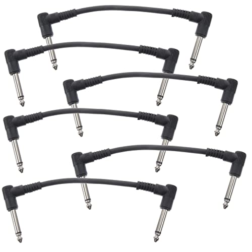 HAMPPLIES 6 Stück Effektkabel für E-Gitarre Patchkabel Draht geflochten Gitarren-Pedal-Effekt Pedalkabel Gitarreneffekte Akkord Gitarren-Effektkabel kabel für elektrische gitarre PVC Schwarz von HAMPPLIES