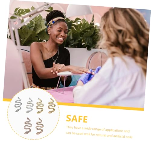 HAMPPLIES 6 Stück Teiliges Nageldekor mit Schlangen design Glänzende Strasssteine in Silber Gold und Roségold Vielseitige Nail Charms für Natürliche und Künstliche Nägel Einfache DIY von HAMPPLIES