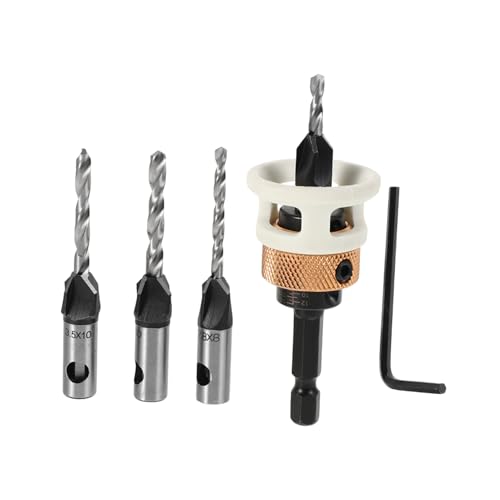 HAMPPLIES 6 Stück Teiliges Verstellbares Senkbohrer Set mit Langlebigem Legierungskopf Vier Schneiden für Schnelles Sauberes Holzbohren Tiefenanschlag für Präzise Versenkte Schrauben HAMPPLIES 6 Stück Teiliges Verstellbares Senkbohrer Set mit Langlebigem Legierungskopf Vier Schneiden für Schnelles Sauberes Holzbohren Tiefenanschlag für Präzise Versenkte Schrauben von HAMPPLIES