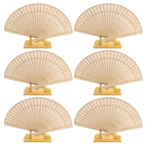 HAMPPLIES 6 Stück Vintage Holz Handfächer mit Durchbrüchen Klappbare Tanzfächer im Klassischen Stil für Hochzeiten und Partys HAMPPLIES 6 Stück Vintage Holz Handfächer mit Durchbrüchen Klappbare Tanzfächer im Klassischen Stil für Hochzeiten und Partys von HAMPPLIES