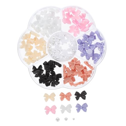 HAMPPLIES 7Gitter Bunte Perlen Nagel Charms mit Schleife für Maniküre Nageldekor für Stilvolle Nail Art für DIY und Salon Nutzung für Besondere Anlässe von HAMPPLIES