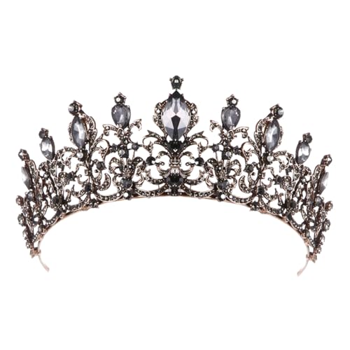 HAMPPLIES Barocke Hochzeit Krone Damen aus Langlebiger mit Strass Rustikales Design Glänzend Geeignet für Halloween Party Braut Accessoire Schwarzer Haarschmuck von HAMPPLIES