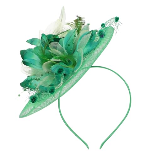 HAMPPLIES Braut Kopfbedeckung Vintage Mesh Haarnadel mit Perlen und Haarschmuck für Hochzeit Tee Party und Aufführungen Handgefertigt Grün Stilvoller Fascinator von HAMPPLIES