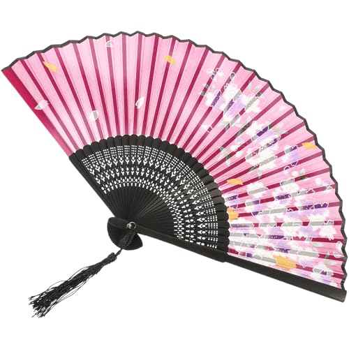 HAMPPLIES Eleganter Retro Faltfächer aus und Traditioneller Handfächer mit Quaste für Tanz Hochzeit und Stilvolle Dekoration von HAMPPLIES