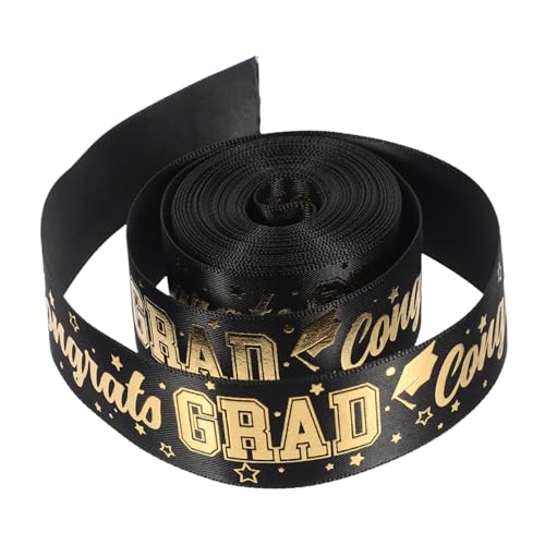 HAMPPLIES Graduations Dekoband Breit Yards Hitzetransferbedrucktes Polyester DIY Geschenkband Reißfest Farbecht für Schleifen Bastelarbeiten und Abschlussfeier Dekoration von HAMPPLIES