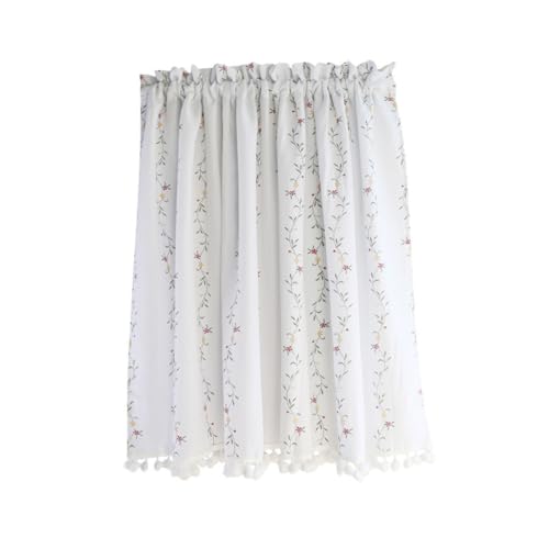 HAMPPLIES Halbtransparente Kurzgardine aus Baumwolle mit Floralem Muster Staubabweisend und Blickdicht Romantischer Landhausstil als Küchengardine und Wohnraumdeko HAMPPLIES Halbtransparente Kurzgardine aus Baumwolle mit Floralem Muster Staubabweisend und Blickdicht Romantischer Landhausstil als Küchengardine und Wohnraumdeko von HAMPPLIES