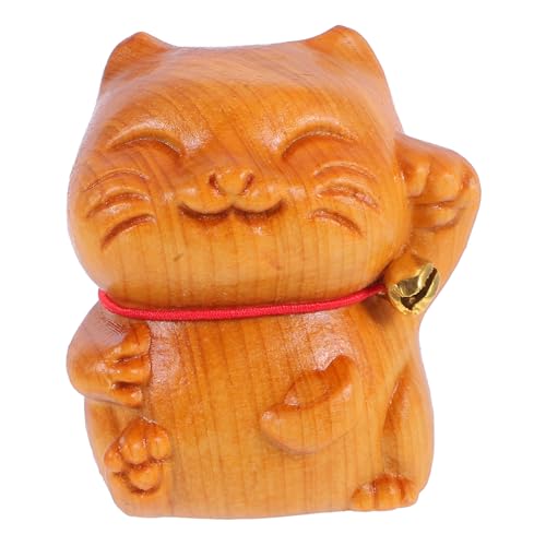 HAMPPLIES Handgefertigte Holzfigur Einer Winkekatze Glücksbringer Statue Aus Zypressenholz Für Heimdekoration Charmante Tierfigur Für Schreibtisch Und Geschenkideen HAMPPLIES Handgefertigte Holzfigur Einer Winkekatze Glücksbringer Statue Aus Zypressenholz Für Heimdekoration Charmante Tierfigur Für Schreibtisch Und Geschenkideen von HAMPPLIES