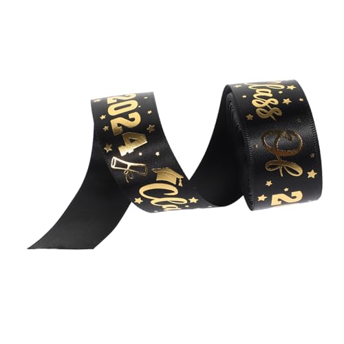 HAMPPLIES Hochwertiges Polyester Geschenkband Breit DIY Schleifenband für Schulabschluss Geschenkverpackung Basteln und Dekoration Hitzetransferbedruckt Schwarz von HAMPPLIES