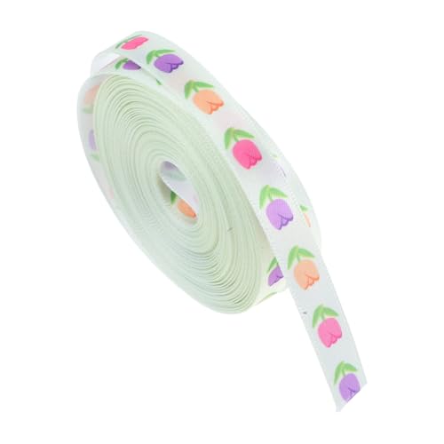 HAMPPLIES Polyester Ostern Dekoratives Band mit Tulpenmotiv Breit Robustes Geschenkband für DIY Bastelarbeiten und Frühlingsdekorationen von HAMPPLIES