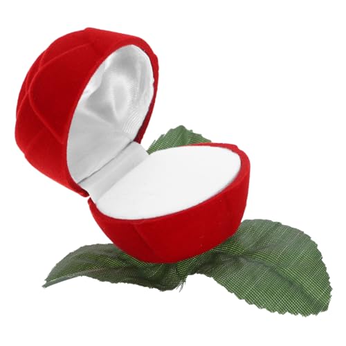 HAMPPLIES Romantische Verlobungsringbox Rosenmotiv Rote Schmuckschatulle für Hochzeit Überraschende Ringpräsentation Multifunktionale Aufbewahrung Kratzschutz als und Alltagsschmuckbox von HAMPPLIES