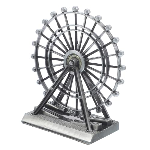 HAMPPLIES Vintage Metall Riesenrad Ornament Dekoratives Kunstdekor für Wohnzimmer Tisch Büro Regal Deko Geschenkidee Silber von HAMPPLIES