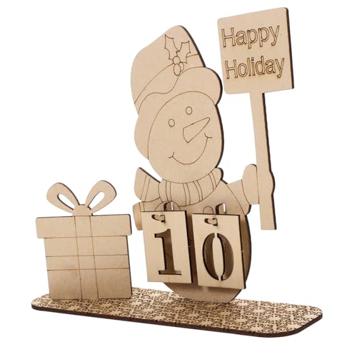 HAMPPLIES Weihnachtlicher Holz-tischkalender mit Verstellbarem Countdown Dekoratives Adventskalender-deko-element für Schreibtisch und Wohnraum Festliche Weihnachtsdekoration von HAMPPLIES