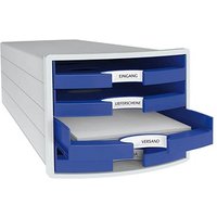 HAN Schubladenbox Impuls  blau 1013-14, DIN C4 mit 4 Schubladen von HAN