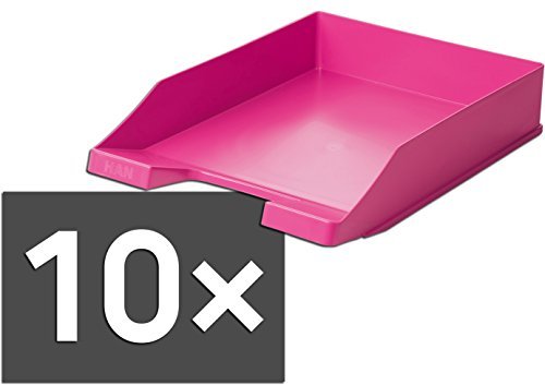 HAN 1027 Briefablage KLASSIK, DIN A4/C4, stapelbar, stabil, modern (pink / 10er Pack) von HAN