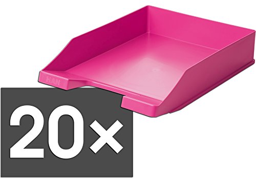 HAN 1027 Briefablage KLASSIK, DIN A4/C4, stapelbar, stabil, modern (pink / 20er Pack) von HAN